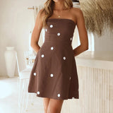 Purpdrank  Women Summer Strapless Elegant Mini Dress, Holiday Fashion Sleeveless Chic Party Dress, New Simple Backless Ladies Dress Vestido