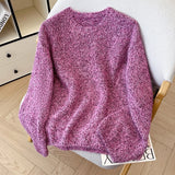Purpdrank  High Quality Soft Round Neck Sweater Women Korean Fashion Long Sleeve Pullovers Female Fall Winter  Knitted Jumper Sweater New