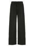 Purpdrank  Women Black Casual Pants Vintage y2k Ruched Low Rise Loose Straight Sweatpants Streetwear Basic Trousers Summer Fashion