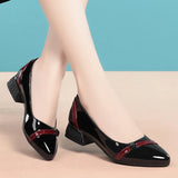 Purpdrank  Mid Heel Thick Heel Versatile New Soft Sole Professional Shallow Mouth Comfortable Pointed Women's Single  Shoes Leisure Outdoor