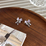 Accessories Drop Earrings Fashion Silver Needle Bow Atmosphere No Fading Irregular Anti-oxidation Stacked Wear Elegant Earrings