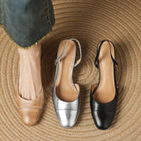 Purpdrank  New Summer Party Genuine Leather Sandals 6cm High Heel Women Shoes Retro Round Toe High Heels Shoes Slingback Office Daily
