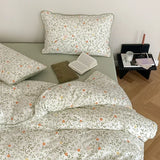 Purpdrank  Cotton four-piece set of aerobic double yarn cotton skin-friendly quilt cover small floral bed linen bed cover set