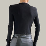 Purpdrank  Women's Spring Autumn Knitwear Tops Sexy Long Sleeve Short Solid Color Pullover Round Neck Casual Design Retro Simple Advanced