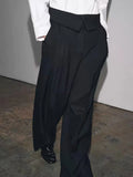 Purpdrank  European and American style autumn new women's casual temperament simple fashion loose rolled waist pants