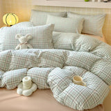 Purpdrank  4Pcs Jacquard Double-Layer Yarn Fitted Sheet Grade A Home Dormitory Bedding Set Cloud Touch Soft Skin-Friendly Bedroom Decor