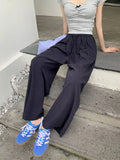 Purpdrank  High Quality Cotton Linen Wide Leg Pants Women Fahsion Solid Color Ankle-length Trouser Casual  All Match Streetwear Clothing