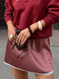 Purpdrank  Satin Mini Skirts Woman Skirts Spliced Lace Bow Fashion Summer High Waist Simple Classic Elegant Sexy Female Skirts