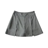 Purpdrank  Women High Waist Front Slit Mini Skirt American Vintage All-match Package Hips Pleated Skirts Side Zipper With Shorts Underwear