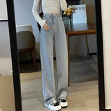 Purpdrank Woman Vintage Wide Leg Jeans Girls High Waist Pants Female Fashion Black Black Grey Retro Blue Light Blue Pink Denim Trousers