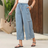 Purpdrank   New Spring Summer Colorful Striped Pants Casual Fashion Loose Lace Up Straight Pants Women