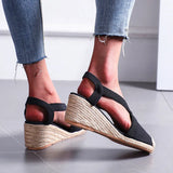 Purpdrank  Summer Women's Sandals Straw braided Wedge Heels Espadrille Sandals Big Size Female Shoes Female Gladiator Slingback Shoes