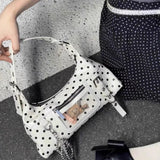 Purpdrank  New Color-Block Polka Dot Underarm Bag White Transparent Outer Bag Design Women's Large Capacity Single Shoulder Crossbody Bag