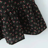 Purpdrank  Sexy Black Floral Chiffon Sling Dress Women Front Open Buttons V neck Ruffles Hem Short Dresses Femme Mini Vestidos Robe