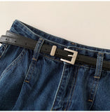 Purpdrank  Dark Blue Pleated Denim Shorts for Women 2025 New Summer High Waist Thin Wide Leg Jeans Shorts Casual Loose A-line Hot Pants