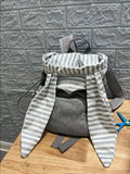 Purpdrank  New Striped Rabbit Ear Backpack Fashion Women Simple Versatile Grey Casual Travel School Bag Large Capacity Commuting Backpack