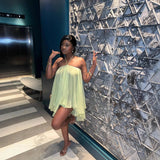 Purpdrank  Vacation Style Pure Color Neck Hanging Loose Beach Dress Irregular Hemline Fashion Casual Women's Dress Polyester Fabric