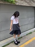 Purpdrank  Elegant Belt Black Mini Skirt Women Fashion White Mesh Patchwork Pleated Skirts Summer Harajuku Korean A Line Faldas New