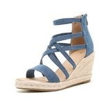 Purpdrank  Sandals Clogs Wedge Black Shoes for Women Breathable Cross Large Size Summer Heels New Platform Beige Fashion Low Comfort T