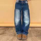Purpdrank  Baggy Lazy Style Wide Leg Mid-Low Waist Jeans Washed Loose Boyfriends Jeans Vintage Streetwear Denim Pants