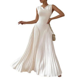 Purpdrank   Sexy Summer White Wrinkled Large Party Dress 2025 Women's Elegant Casual Temperament Lady Chic Evening Gown Vacation