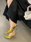 Purpdrank  Street Style Design Inlay Diamonds Woman Pumps Sandals Elegant Sexy Thin Heels Pointed Toe Banquet Prom Slingbacks Shoes