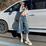 Purpdrank  New Arrival Retro Casual Loose Wide Leg Mid-Length Trousers for Women