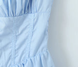 Purpdrank  Evening Party Dresses Short Luxury Dresses Women Summer White Dress Women Clothing Short Sleeve Ruched Dresses Button Up