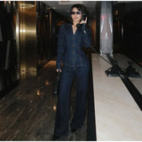 Purpdrank  Fashion Turn Down Jeans Shirts Jacket For Women Retro Denim Chic Long Sleeve Single Breasted Blouse Female Street Lady Chic Tops