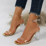 Purpdrank  Summer Women Crystal Chunky Heel Transparent Sandals Fashion Sexy  High Heels Jelly Sandalias Female Pumps