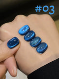 Purpdrank  12ML 10-Color Blue Series Blue Eyes Star Sea Cat Eye Gel Nail Polish New Summer Flash Lamp Cat Eye Nail Polish Nail Art