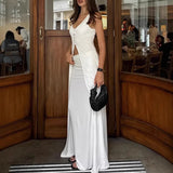 Purpdrank  New Knitted Cardigan Sleeveless Top High Waist Long A-line Skirt Two Piece Set Fashionable Commuter Women's Wear
