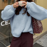 Purpdrank  Women Casual Oversized Knit Sweaters Fall Winter Long Sleeve Round Neck Solid Color Pullovers Loose Fit Jumper Knitwear Tops