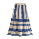 Purpdrank  Women's Summer Clothes Set 2025 New Vacation Style Stripe Printed Halter Camis Top+long Skirt Sets Casual Two-piece Beach Suits