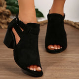 Purpdrank  Sandals Black Shoes for Women Block Heels Square Toe Big New Beige Boot Summer Chunky Girls High Velvet Fashion