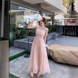 Purpdrank  Pink Fairy Tank Dress New Style Women's Beach Vacation French Style Dress Sleeveless Summer Clothing Forest System