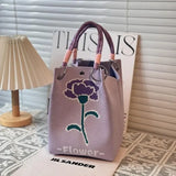Purpdrank  Adjustable Straps Knitted Tote Bag Large Capaci Portable Handbag for Commuting And Outings Versatile Casual Women's Bag
