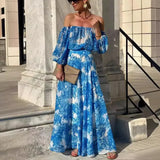Purpdrank  New One Shoulder Printed High Waist Elegant Dress for Women