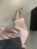 Purpdrank  Summer Women's Shoes Branded Pumps Transparent Stiletto High Heels Pointed Toe 2025 Sweet Sandals Ladies Fashion Bridal Crystal