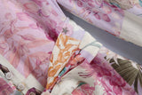 Purpdrank  Beach Wear High Waist Loose Vestidos Boho Floral Print Summer Dress for Women Vintage O-neck Long Sleeve Dresses