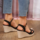 Purpdrank  new Fashion Wedge Sandals for Women Summer Casual Non-slip Peep Toe Platform Shoes Rubber Sole Buckle Elegant Heel Woman Sandale