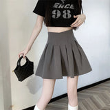 Purpdrank  High Waist Women's Pleated Skirts 2025 New Summer Spring Solid Color  A-line Skirts Female Preppy Style All Match Faldas Y2k