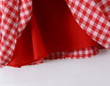 Purpdrank  Sexy Red Gingham Plaid Mini Sleeveless Dress Women Bow O Neck Zipper Back Low Waist Ruched Hem Swing Tank Dresses Vestidos Black