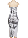 Purpdrank - Fall Fashion 3D Print Streetwear Dresses For Women Slash Neck Sleeveless Dress White Bodycon Cut Out Dress Female