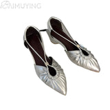Purpdrank  Designer New 2025 Women Heeled Sandals Sexy Ponited Toe Chunky Shoes Summer Dress Party Luxury Woman Brand Pumps Sandalias Mujer