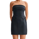 Purpdrank  Summer Tube Top Short Skirt Backless Slim Temperament Elegant Women's Dress