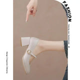 Purpdrank  Branded Pumps 2025 Lolita Shoes Chunky Sandals Gold  Heels All-Match Shallow Mouth Square Toe Slip On Clogs for Women Fashion Sp