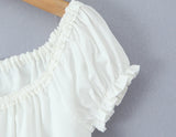 Purpdrank  French Style Vintage Cropped Sexy Blouse Women White Cotton Hollow Out Eyelet V-neck Tie Lace Vacation Streetwear Shirt Tops New