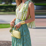 Purpdrank   New Floral Print Sleeveless Women's Long Dress Sexy Backless Holiday Dresses Hanging Neck Deep V Splicing Summer Bohemian Dress