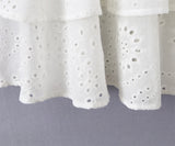 Purpdrank  Sexy White Embroidery Lace Pad Bra Corset style Wood ears Strap Mini Tank Dress Women 2 Layers Ruffles Swing Dresses Vestdios